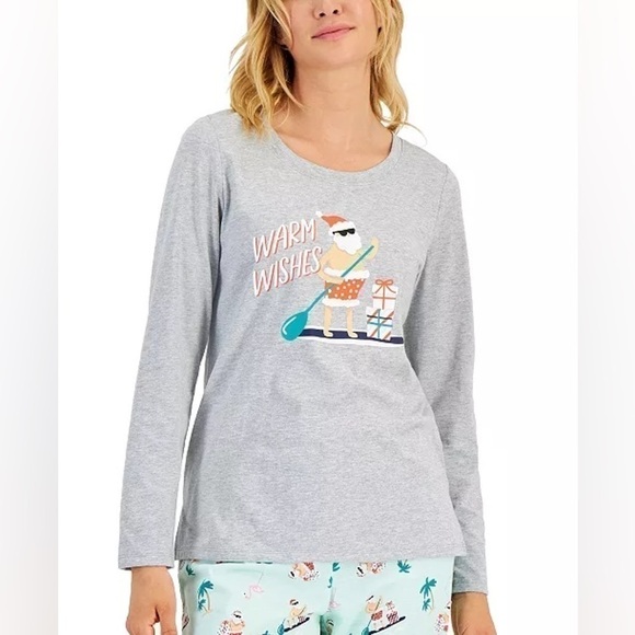 Family Pajamas Matching Womens Tropical Santa Mix It Pajama Set tea green large - Picture 3 of 11